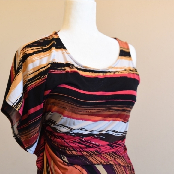 Worthington ✦ Abstract Midi Dress ✦ Sleeveless Asymmetrical Stretch Knit NWT M - Picture 4 of 16